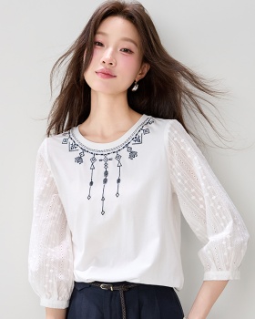 Short sleeve fashion T-shirt embroidery lazy tops