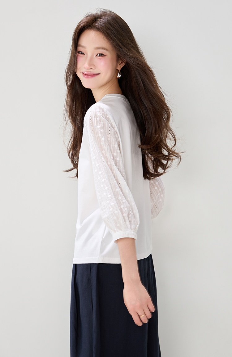 Short sleeve fashion T-shirt embroidery lazy tops