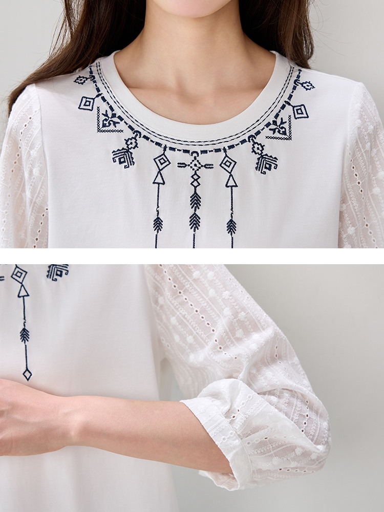 Short sleeve fashion T-shirt embroidery lazy tops