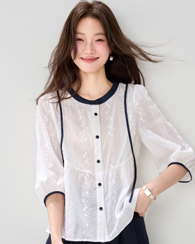 Loose round neck tops summer shirt for women