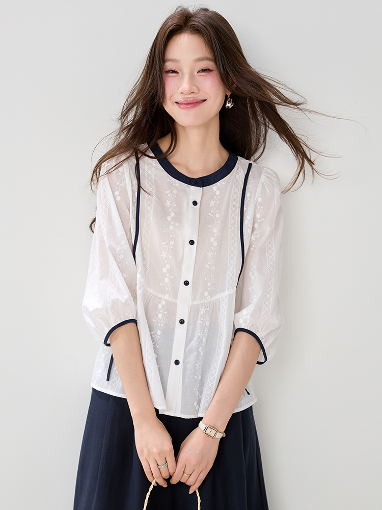 Loose round neck tops summer shirt for women