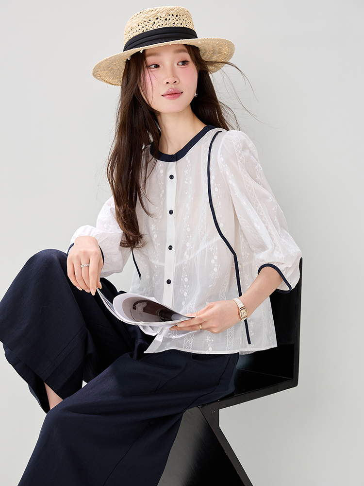 Loose round neck tops summer shirt for women