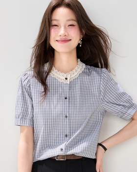 Lace collar shirt short sleeve small shirt for women