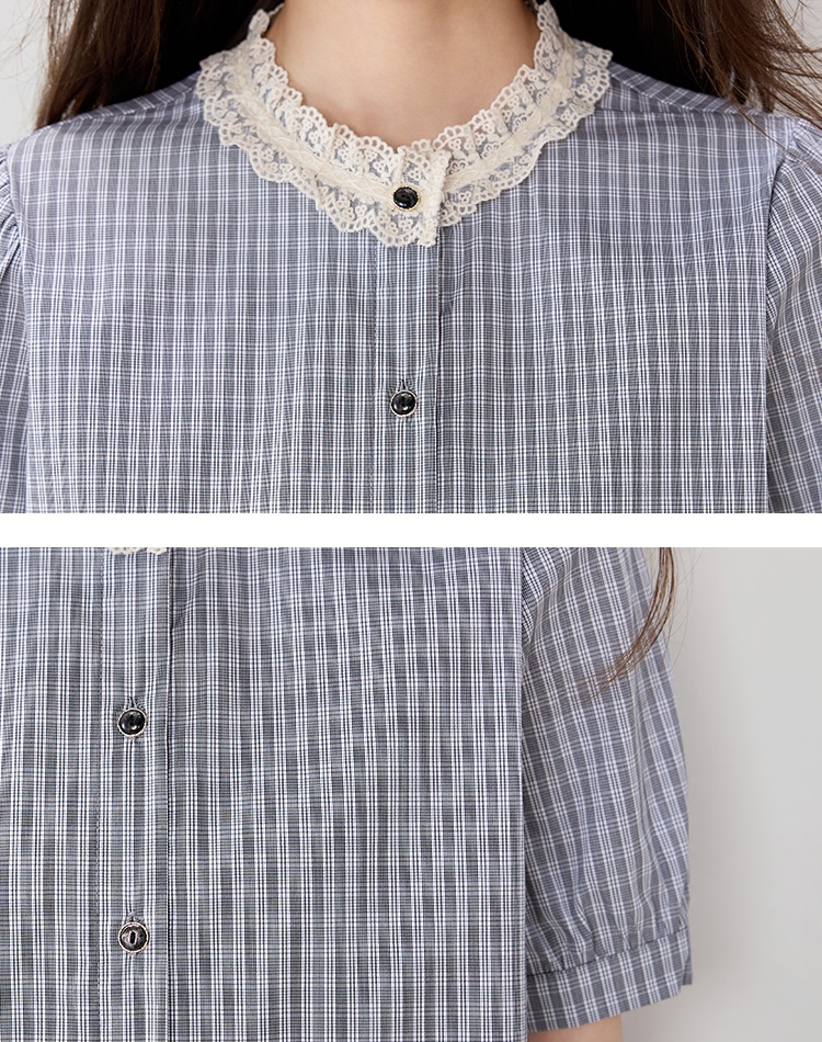 Lace collar shirt short sleeve small shirt for women