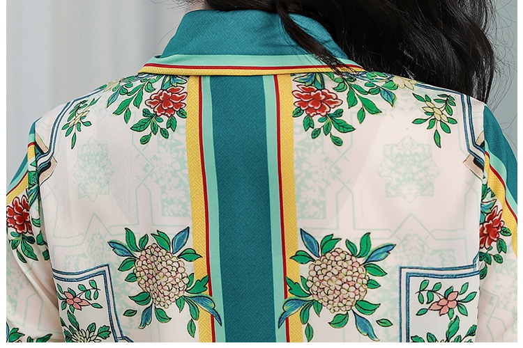 Summer printing tops fashion satin shirt for women