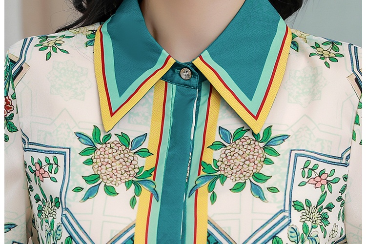 Summer printing tops fashion satin shirt for women