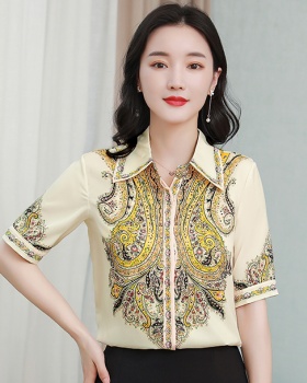 Silk summer shirt retro Western style tops for women