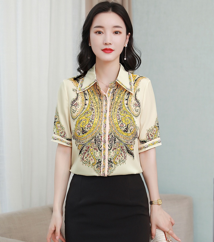 Silk summer shirt retro Western style tops for women