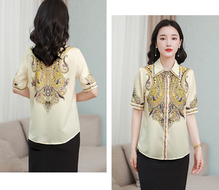 Silk summer shirt retro Western style tops for women