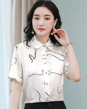 Summer silk shirt printing Western style tops