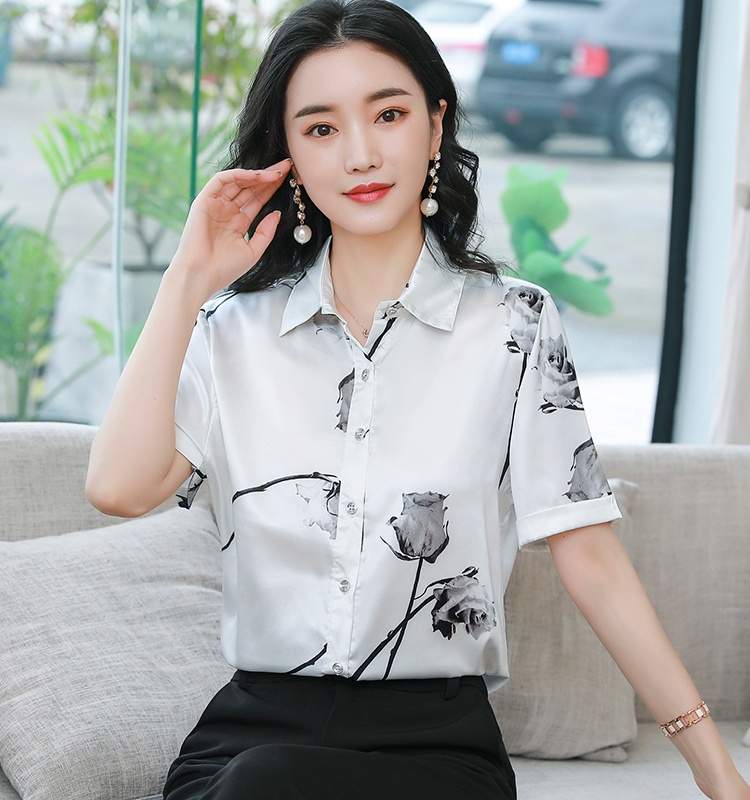 Summer silk shirt printing Western style tops