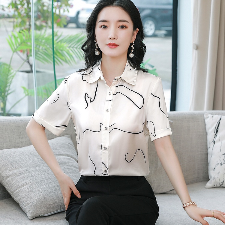 Summer silk shirt printing Western style tops
