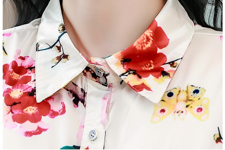 Short sleeve silk shirt Western style small shirt for women