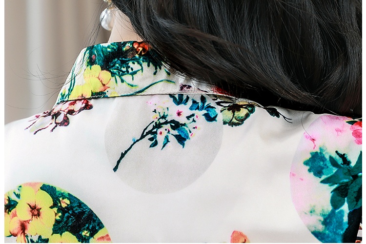 Short sleeve silk shirt Western style small shirt for women