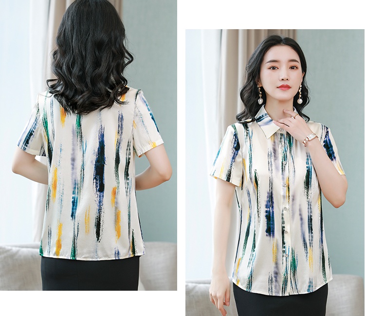 Spring and summer silk shirt short sleeve real silk tops for women