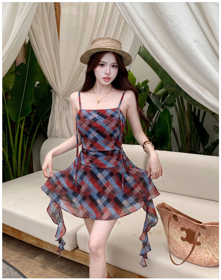 Spicegirl slim dress American style irregular hem T-back