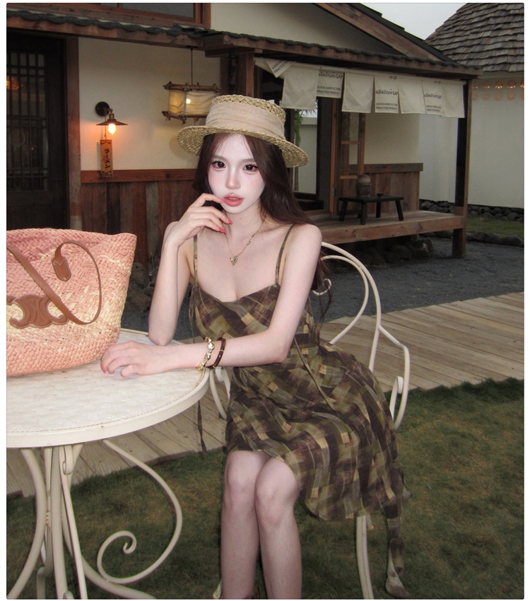 Spicegirl slim dress American style irregular hem T-back