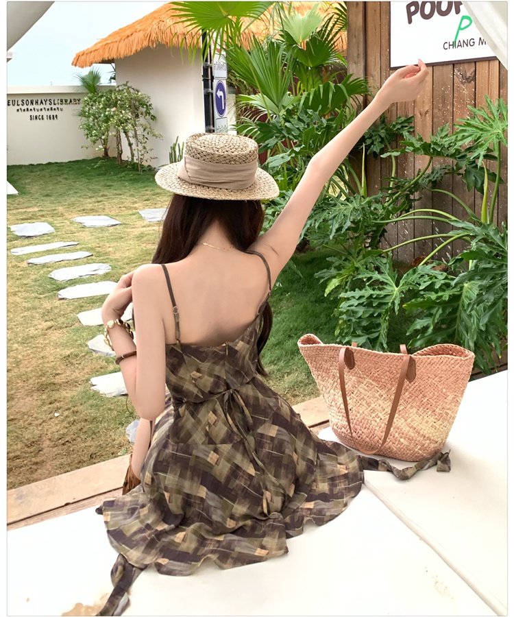 Spicegirl slim dress American style irregular hem T-back