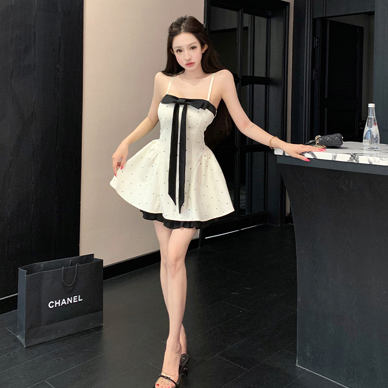 Polka dot maiden Sexy underwear bow summer dress