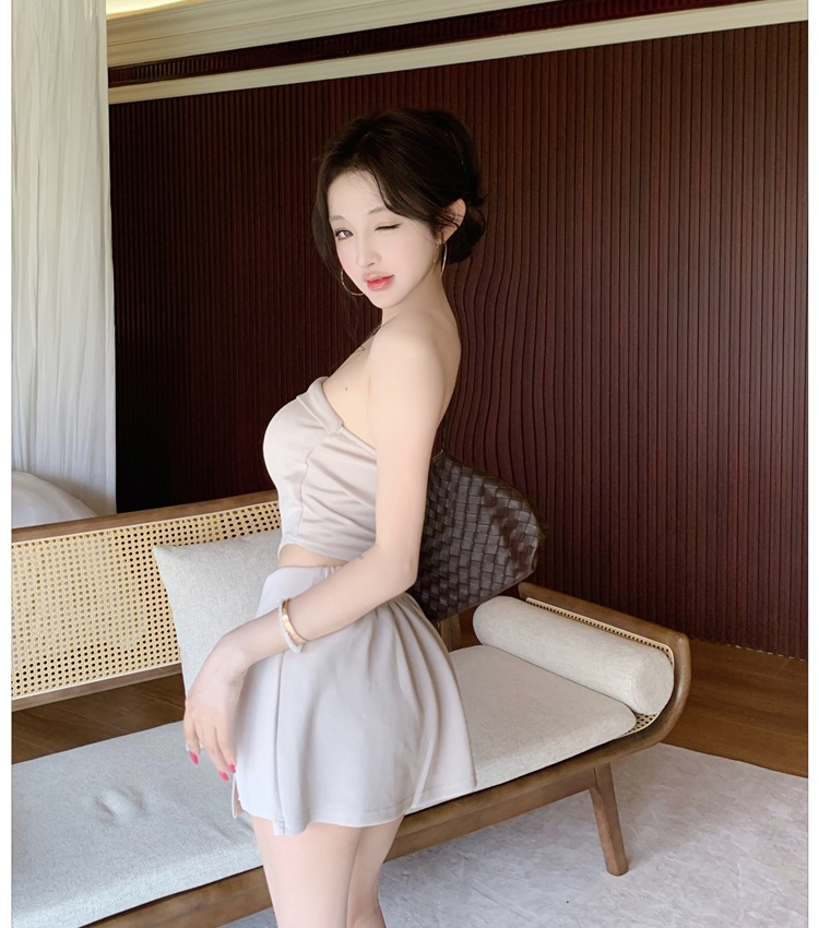 High waist sexy shorts wrapped chest tops 2pcs set