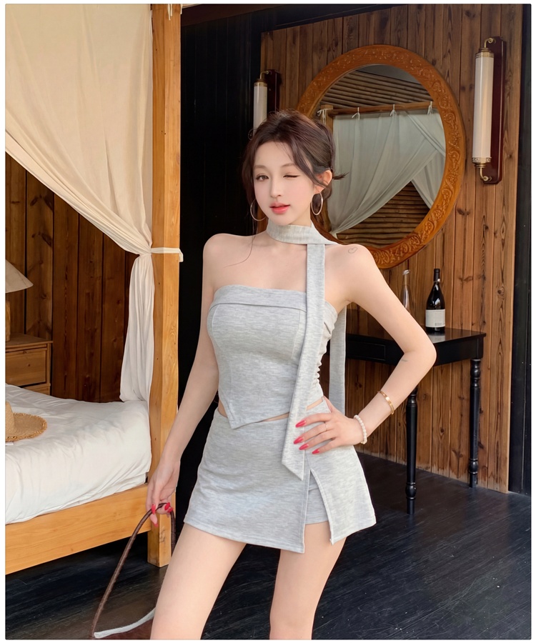 High waist sexy shorts wrapped chest tops 2pcs set