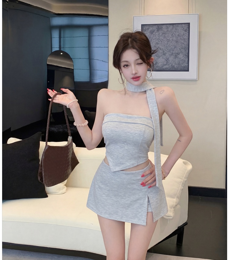 High waist sexy shorts wrapped chest tops 2pcs set