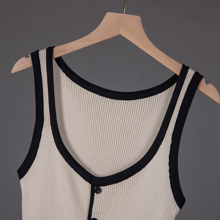 European style multi buckles vest slit mixed colors dress