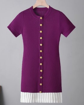 Lotus leaf edges dress France style T-back for women