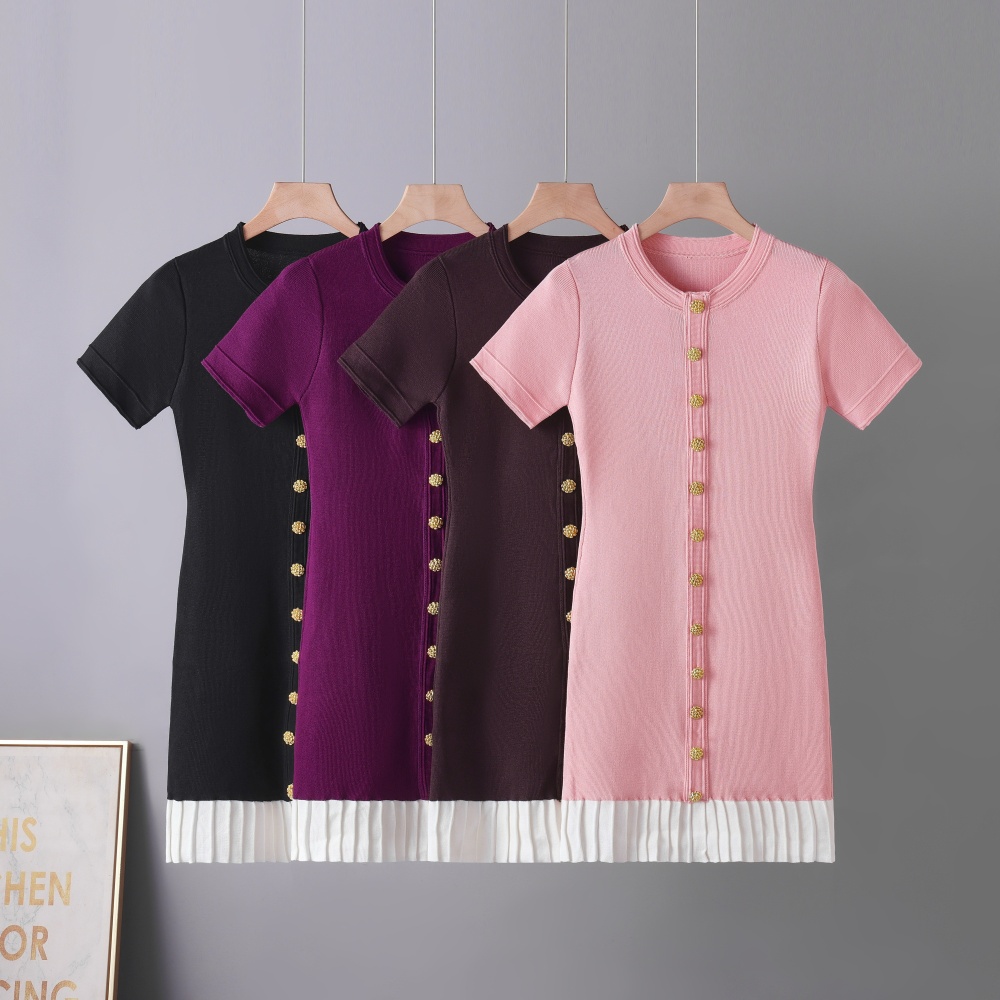 Lotus leaf edges dress France style T-back for women