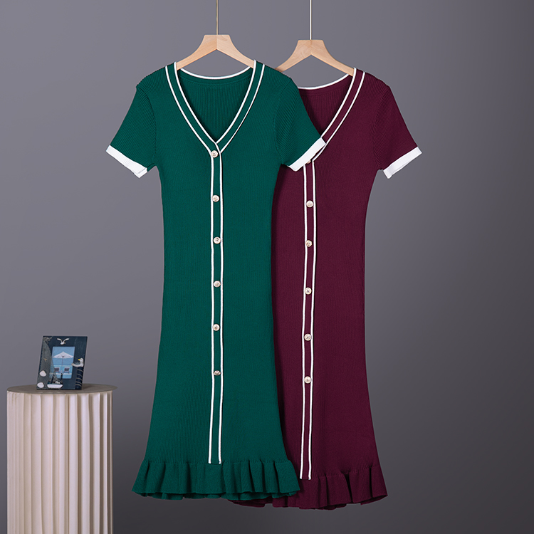 Pinched waist sweater temperament dress for women