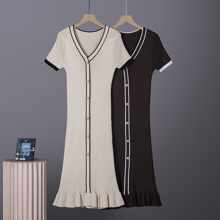 Pinched waist sweater temperament dress for women