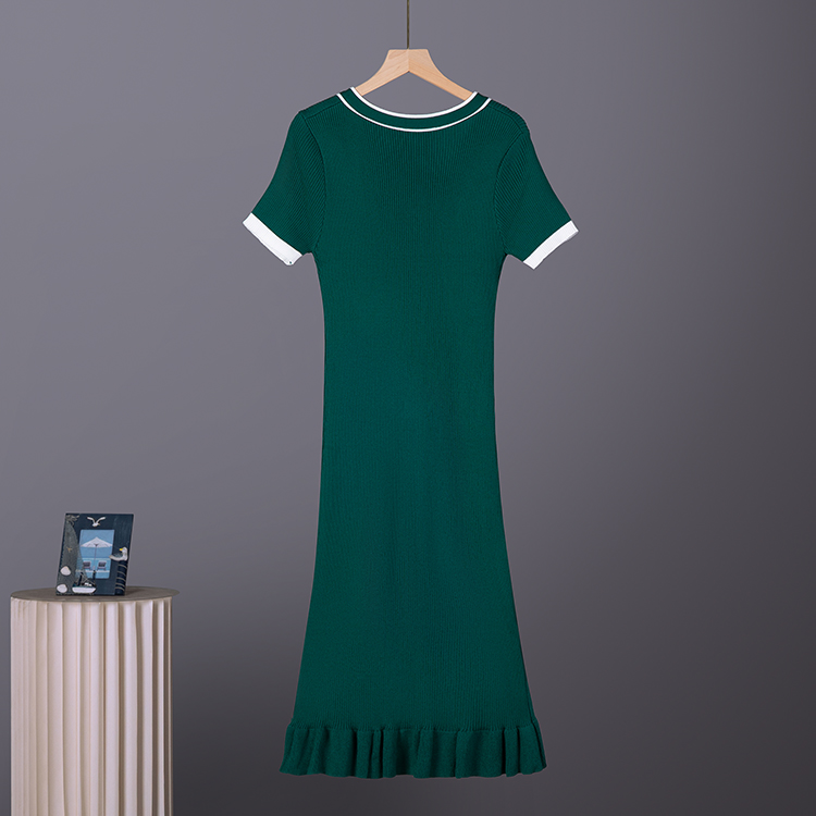 Pinched waist sweater temperament dress for women