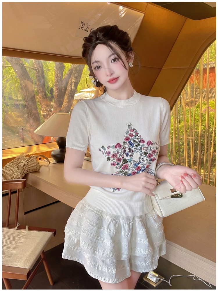 Short sleeve tops chanelstyle sweater for women