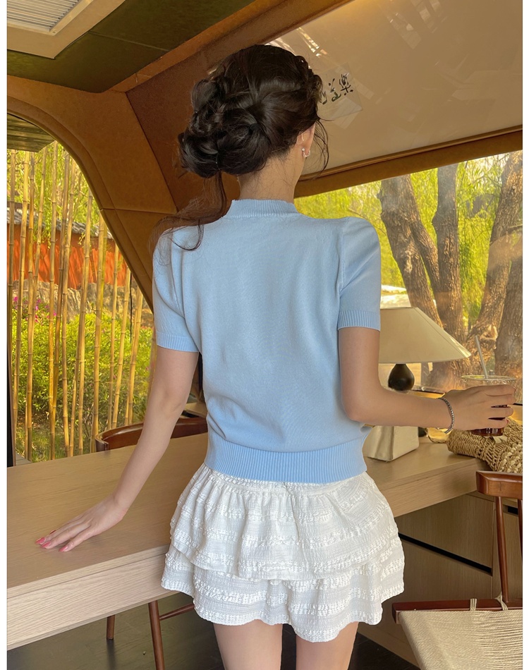 Short sleeve tops chanelstyle sweater for women