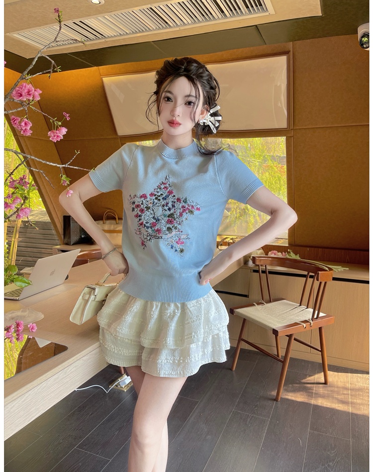 Short sleeve tops chanelstyle sweater for women