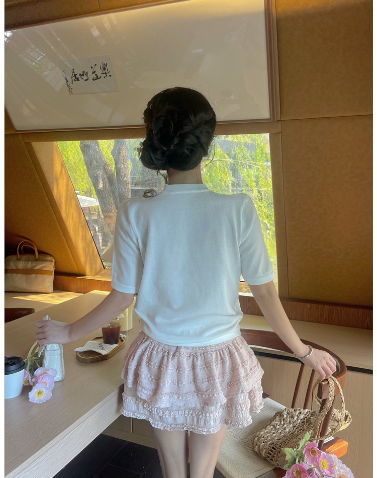 Fashion round neck pony tops simple all-match sweater