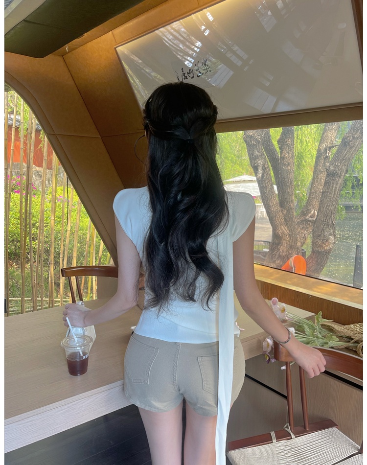 Halter slim T-shirt streamer summer sweater for women