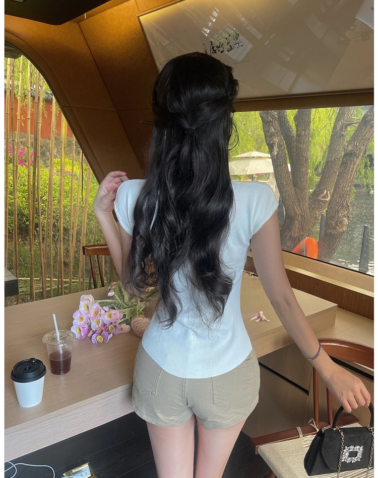 Streamer slim tops short sleeve T-shirt for women