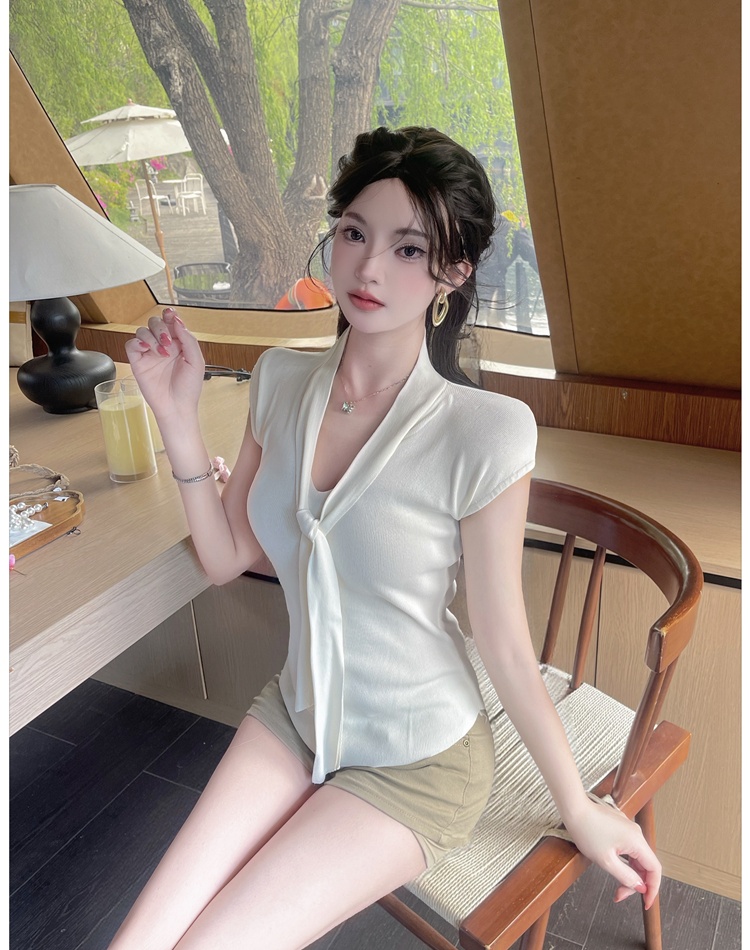 Streamer slim tops short sleeve T-shirt for women