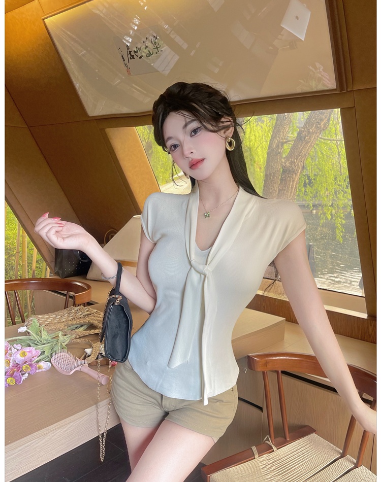 Streamer slim tops short sleeve T-shirt for women