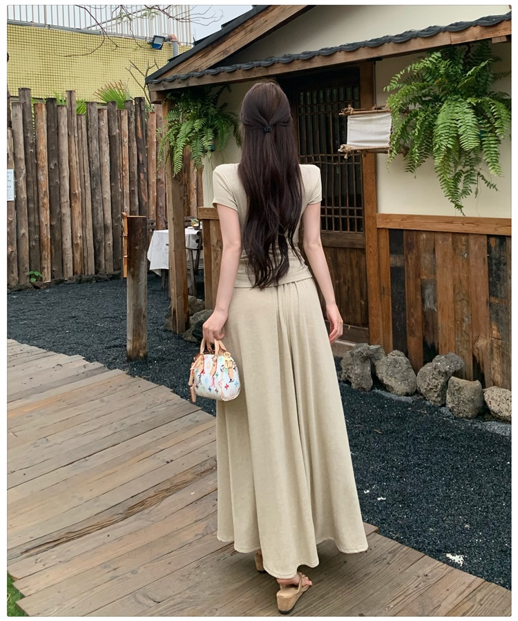 Short sleeve stripe T-shirt summer skirt 2pcs set for women