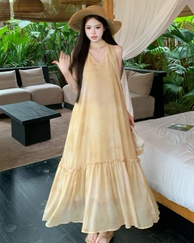 Halter sleeveless dress summer long dress for women