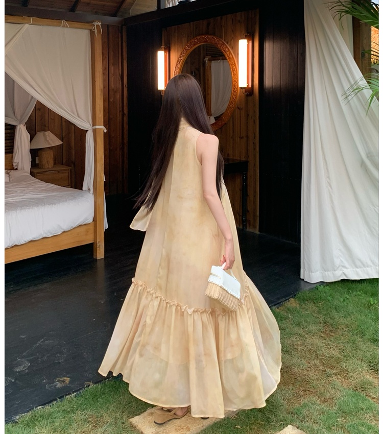 Halter sleeveless dress summer long dress for women