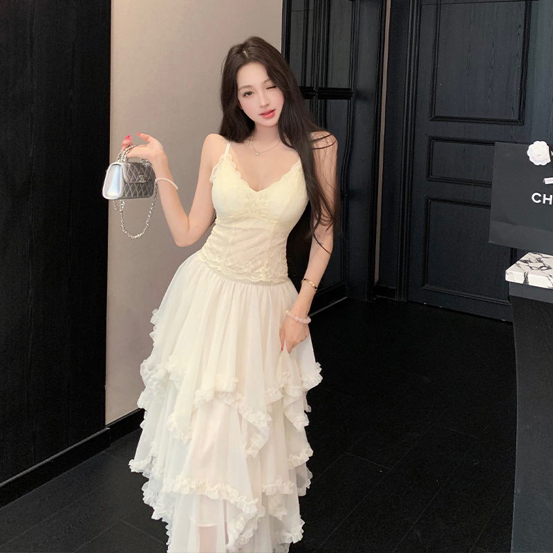 Irregular summer beauty back A-line cake skirt a set for women