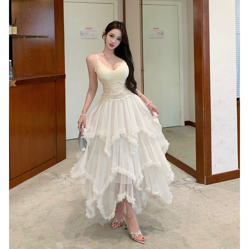 Irregular summer beauty back A-line cake skirt a set for women