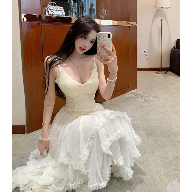 Irregular summer beauty back A-line cake skirt a set for women