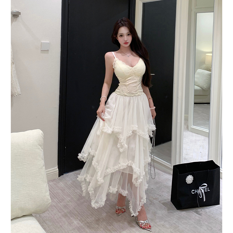 Irregular summer beauty back A-line cake skirt a set for women