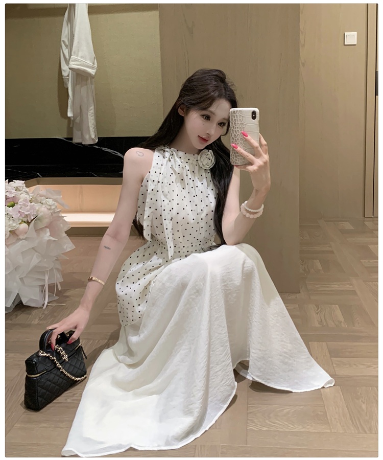 France style polka dot skirt tender tops a set