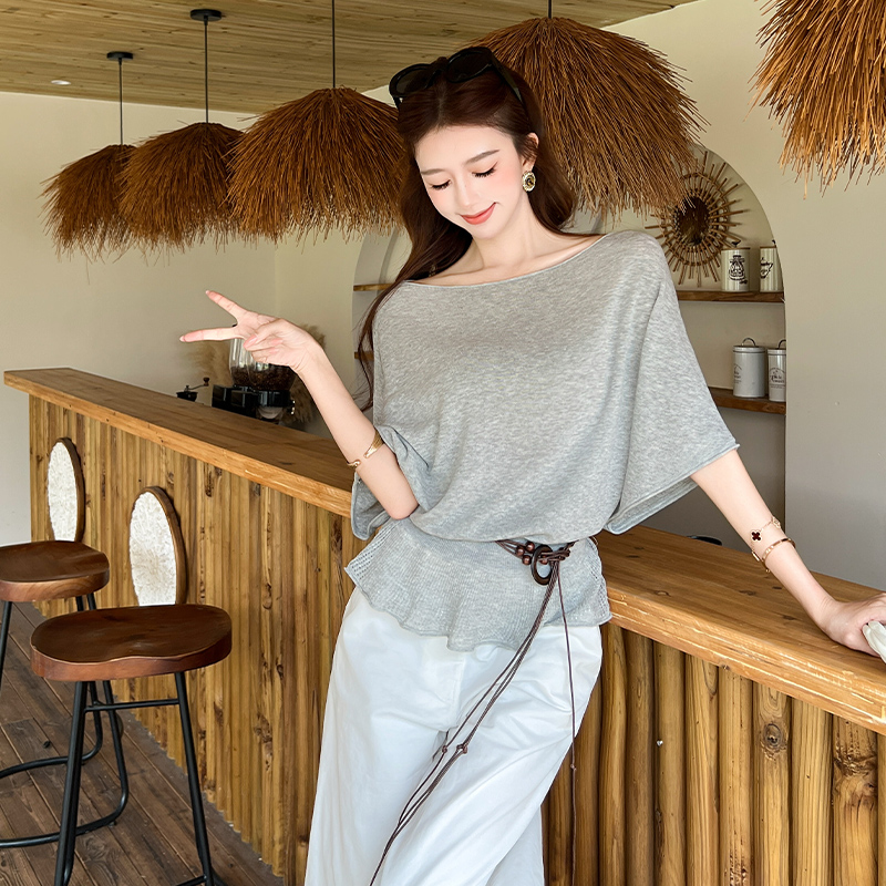 Korean style summer sweater short sleeve tops for women