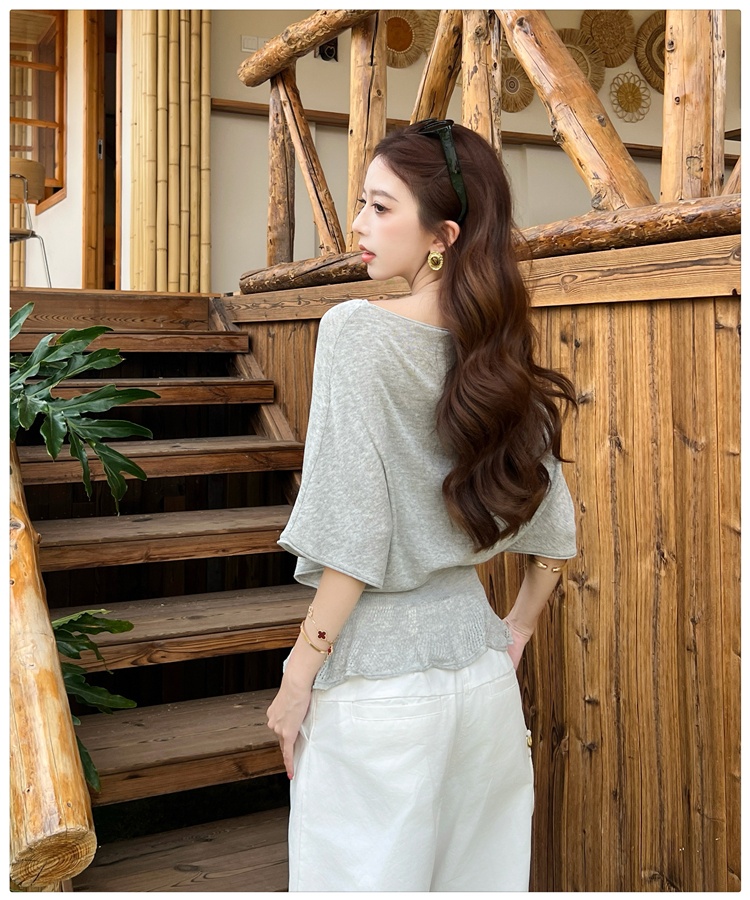 Korean style summer sweater short sleeve tops for women